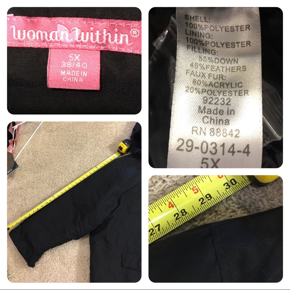 New! WOMAN WITHIN DOWN FEATHER BLACK Parka - Picture 5 of 6